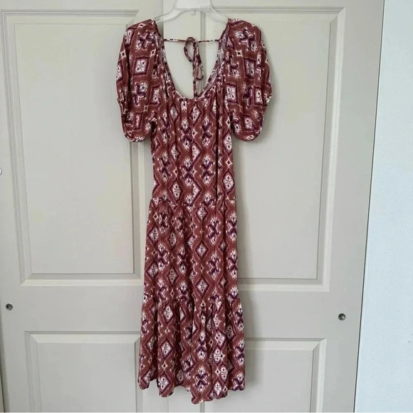 Women's Puff Short Sleeve Tiered A-Line Dress -‎ Knox Rose size Medium - Picture 4 of 10